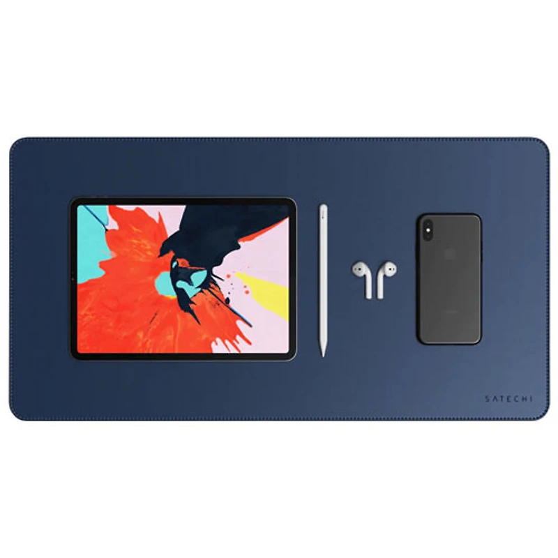 Sous-main en cuir écologique Deskmate de Satechi - Bleu marine