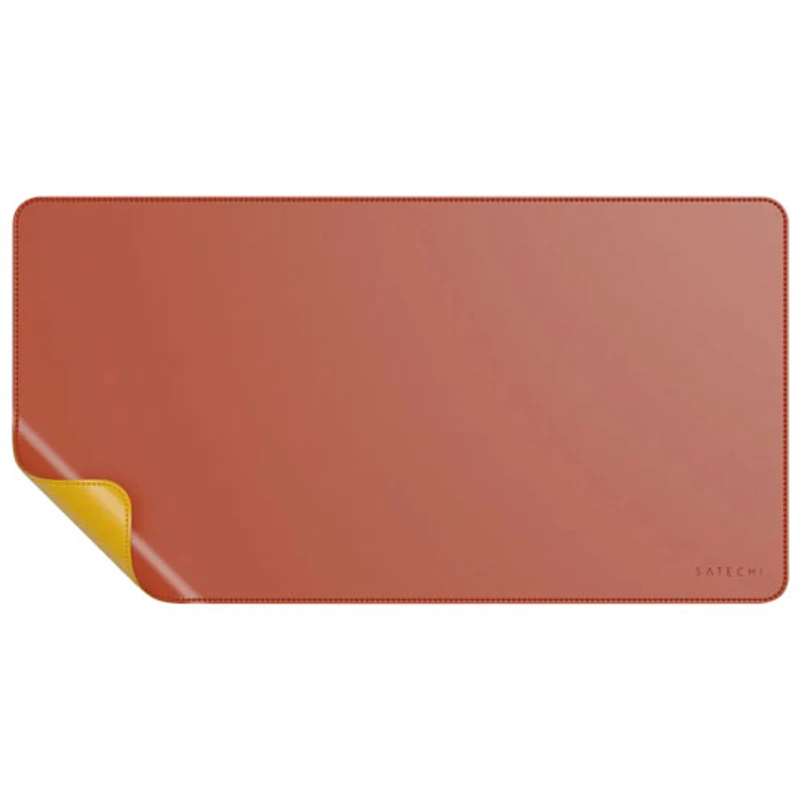 Sous-main à deux côtés en cuir écologique Deskmate de Satechi - Jaune/Orange