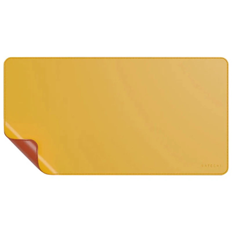 Sous-main à deux côtés en cuir écologique Deskmate de Satechi - Jaune/Orange