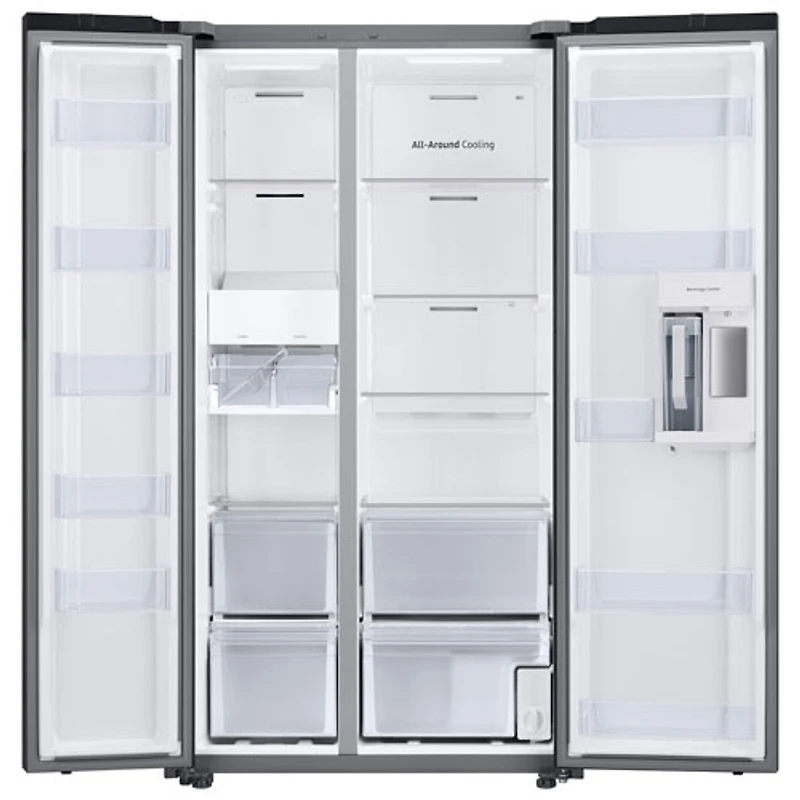 Réfrigérateur à congélateur juxtaposé de 22,6 pi³ et 36 po avec distributeur d'eau Bespoke de Samsung (RS23CB760012AA) - Blanc