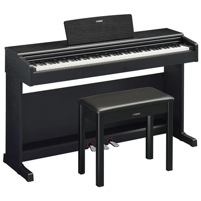 Piano numérique à 88 touches lestées à marteaux YDP145 ARIUS standard de Yamaha avec support, banc et 3 pédales - Noir