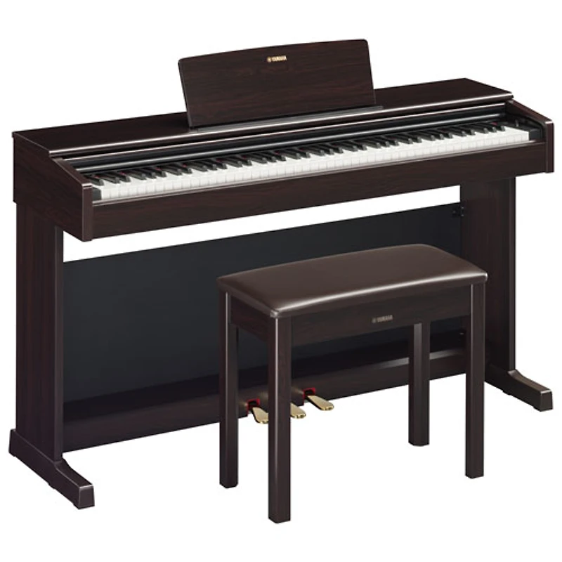 Piano numérique à 88 touches lestées à marteaux YDP145 ARIUS standard de Yamaha avec support, banc et 3 pédales - Palissandre