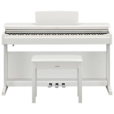 Piano numérique à 88 touches lestées à marteaux ARIUS standard de Yamaha avec support, banc et 3 pédales (YDP165) - Blanc