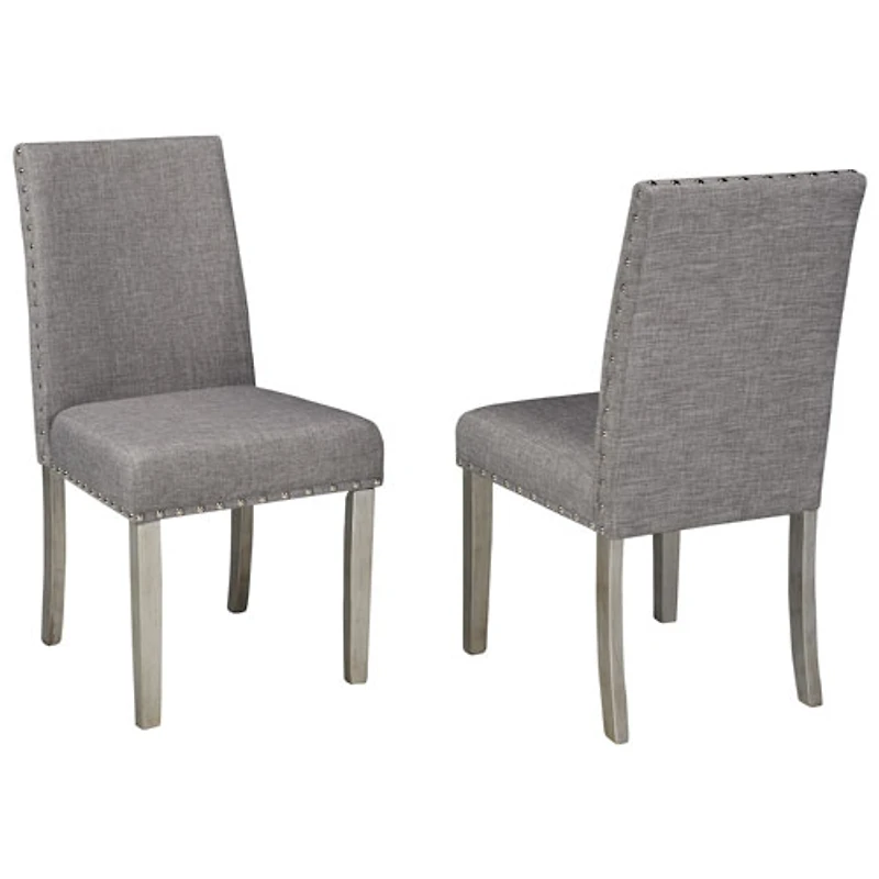 Chaise de salle à manger contemporaine en tissu Bella - Ensemble de 2 - Gris/Gris pâle