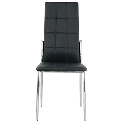 Chaise de salle à manger contemporaine en tissu Orion - Ensemble de 4 - Noir/Argenté