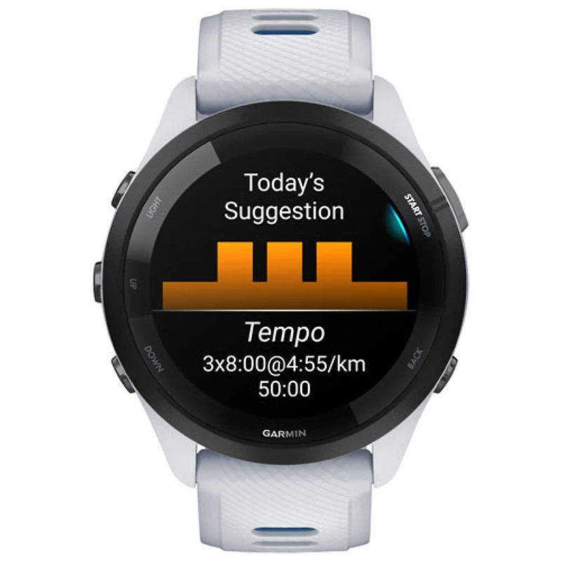 Garmin Forerunner 265 46mm Bluetooth Running Smartwatch - Whitestone/Tidal Blue