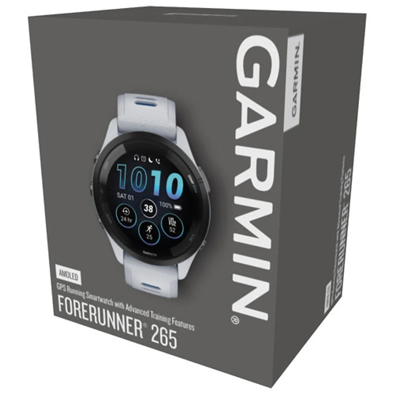 Garmin Forerunner 265 46mm Bluetooth Running Smartwatch - Whitestone/Tidal Blue