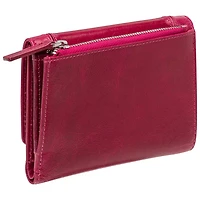 Portefeuille RFID à trois volets en cuir véritable de taille moyenne South Beach de Mancini - Rose
