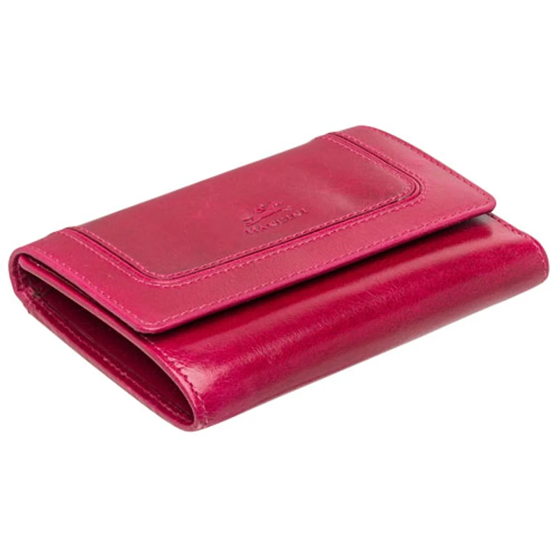 Portefeuille RFID à trois volets en cuir véritable de taille moyenne South Beach de Mancini - Rose