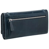 Portefeuille RFID à trois volets en cuir véritable South Beach de Mancini - Bleu