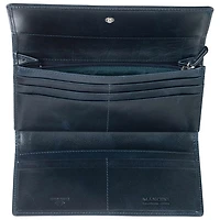 Portefeuille RFID à trois volets en cuir véritable South Beach de Mancini - Bleu