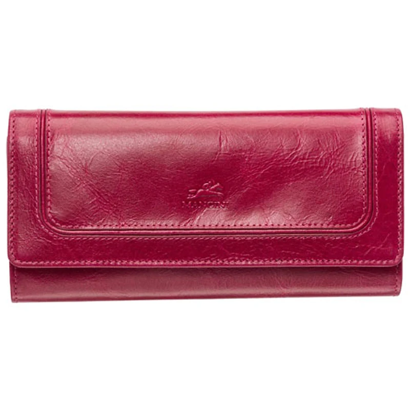 Portefeuille RFID à trois volets en cuir véritable South Beach de Mancini - Rose
