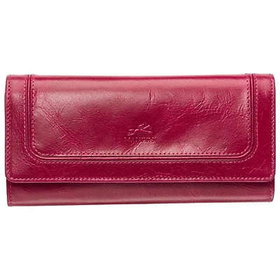 Portefeuille RFID à trois volets en cuir véritable South Beach de Mancini - Rose