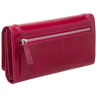 Portefeuille RFID à trois volets en cuir véritable South Beach de Mancini - Rose