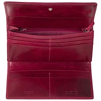 Portefeuille RFID à trois volets en cuir véritable South Beach de Mancini - Rose