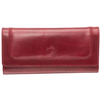 Portefeuille RFID à trois volets en cuir véritable South Beach de Mancini - Rouge