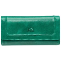 Portefeuille RFID à quatre volets en cuir véritable South Beach de Mancini - Vert