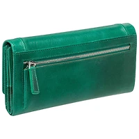 Portefeuille RFID à quatre volets en cuir véritable South Beach de Mancini - Vert
