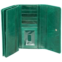 Portefeuille RFID à quatre volets en cuir véritable South Beach de Mancini - Vert