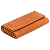 Portefeuille RFID à quatre volets en cuir véritable South Beach de Mancini - Havane