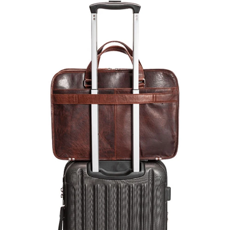 Mallette à trois compartiments Buffalo de Mancini pour portable de 15,6 po - Brun