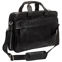 Mallette à fermeture à glissière supérieure à deux compartiments Buffalo de Mancini pour portable de 15,6 po - Noir