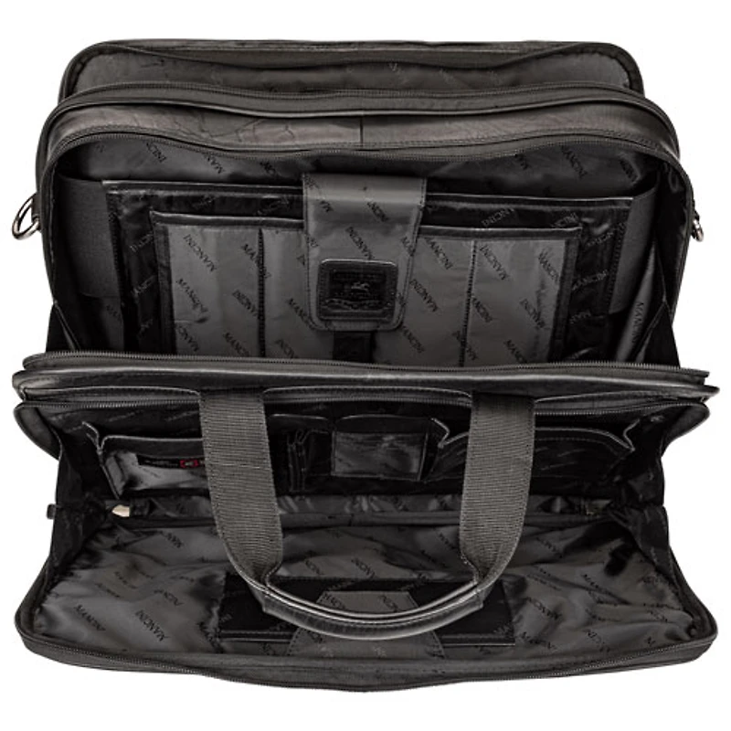 Mallette à fermeture à glissière supérieure à deux compartiments Buffalo de Mancini pour portable de 15,6 po - Noir