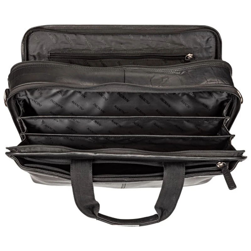 Mallette à fermeture à glissière supérieure à deux compartiments Buffalo de Mancini pour portable de 15,6 po - Noir