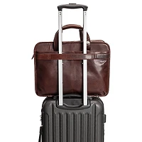Mancini Buffalo 15.6" Double-Compartment Top-Zipper Laptop Briefcase Bag - Brown