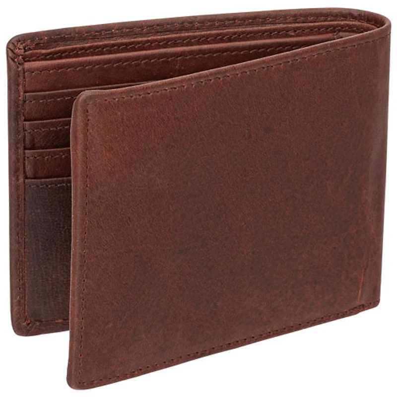 Portefeuille en cuir véritable RFID avec porte-monnaie Buffalo de Mancini - Brun