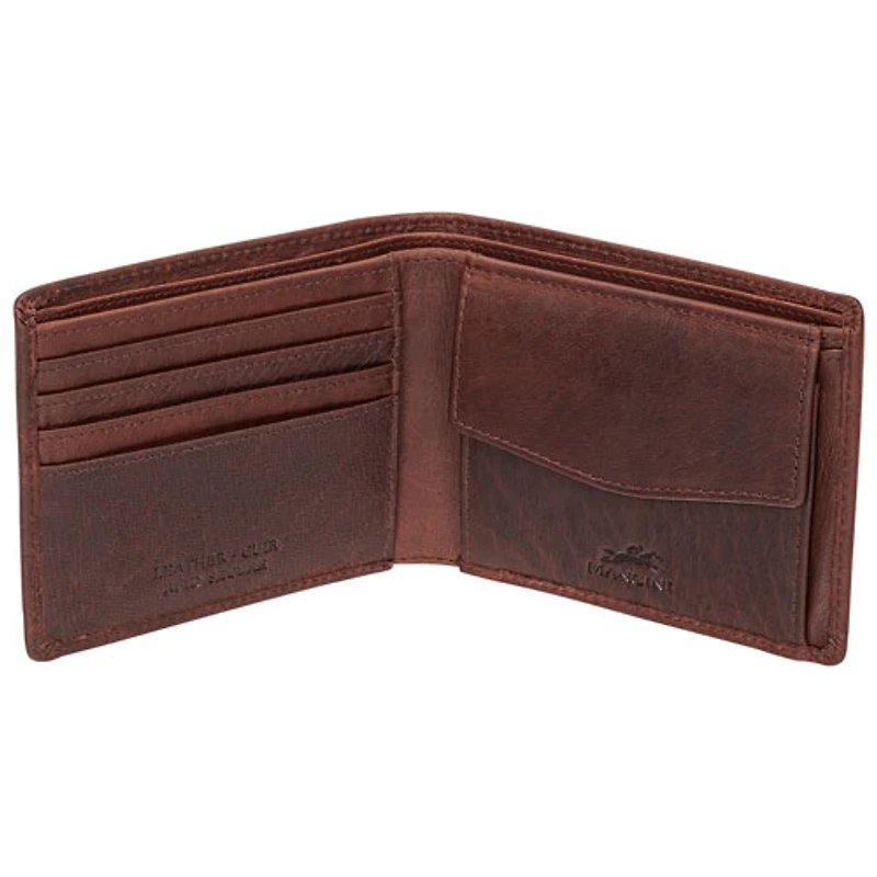Portefeuille en cuir véritable RFID avec porte-monnaie Buffalo de Mancini - Brun