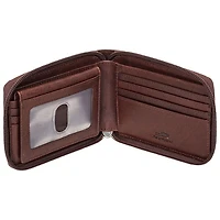 Portefeuille RFID à fermeture à glissière en cuir véritable Buffalo de Mancini - Brun