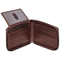 Portefeuille RFID à fermeture à glissière en cuir véritable Buffalo de Mancini - Brun