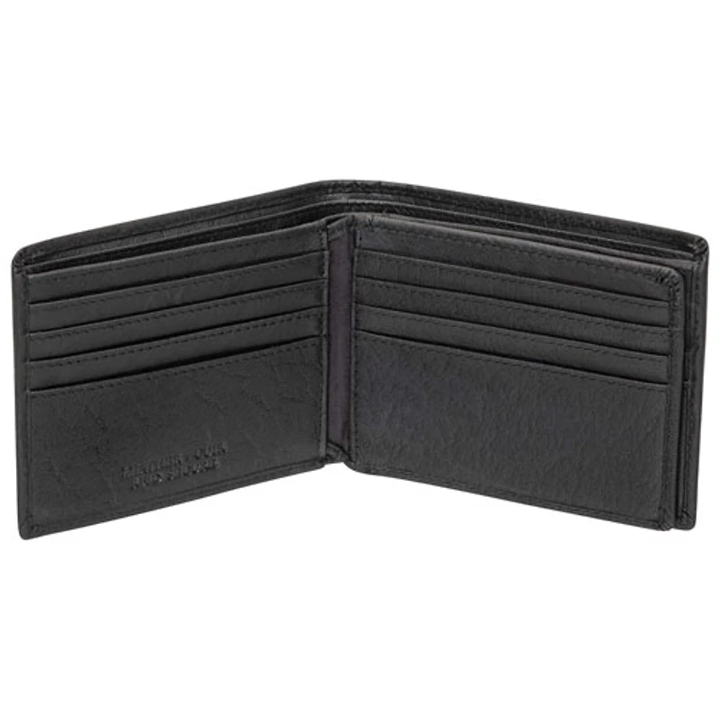 Mancini Buffalo RFID Genuine Leather Wallet with Zippered Coin Pocket - Black