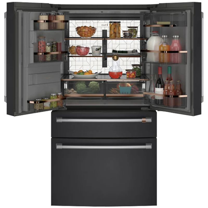 Réfrigérateur à deux portes 22,3 pi³ 36 po à distributeur d'eau/glace Café (CXE22DP3PD1) - Noir mat