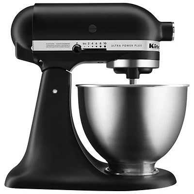 Batteur sur socle à tête inclinable Ultra Power Plus de KitchenAid - 4,5 pte - 300 W - Noir mat