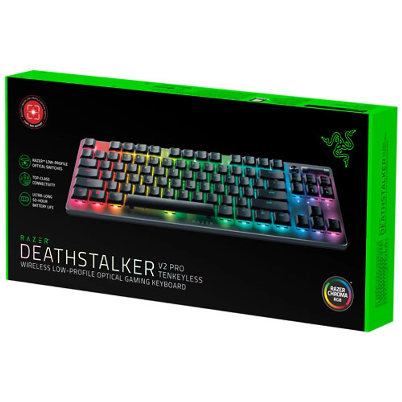 Clavier de jeu mécanique rétroéclairé Bluetooth sans pavé numérique DeathStalker V2 Pro de Razer