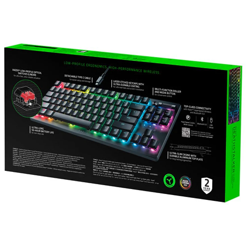 Razer DeathStalker V2 Pro Bluetooth Backlit Mechanical TKL Gaming Keyboard
