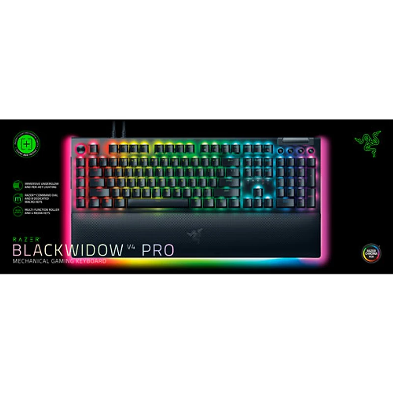 Clavier de jeu mécanique rétroéclairé pleine grandeur BlackWidow V4 Pro de Razer