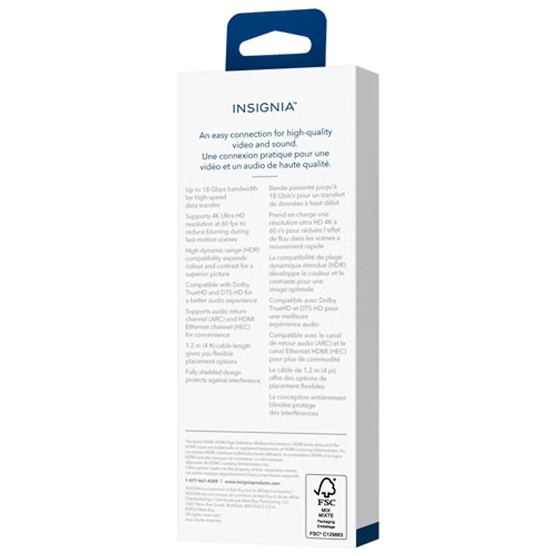 Insignia 1.2m (4 ft.) HDMI Cable - Only at Best Buy
