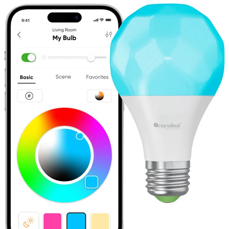 Nanoleaf Essentials Matter A19 60W Smart LED Light Bulb - White & Colour