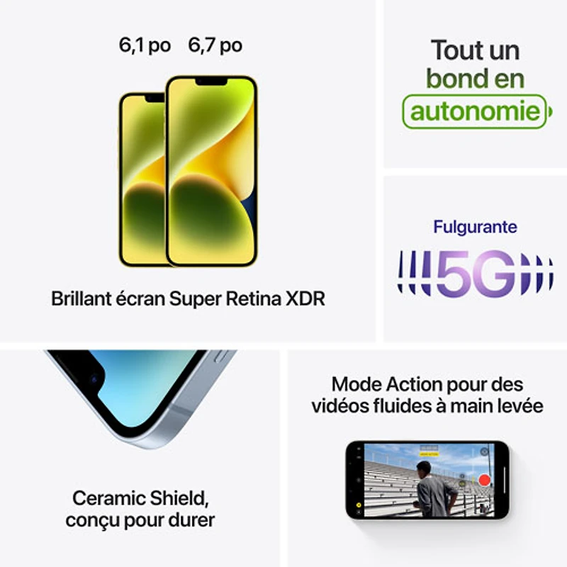 iPhone 14 de 512 Go d'Apple avec Virgin Plus - Jaune - Financement mensuel