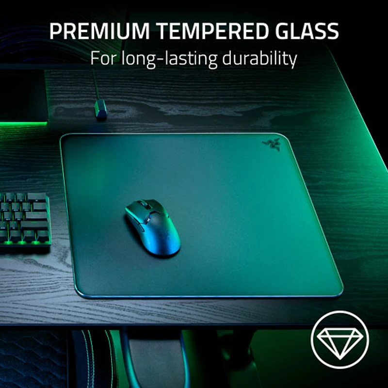 Tapis de souris de jeu en verre trempé Atlas de Razer - Noir