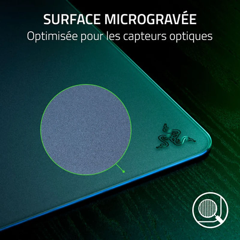Tapis de souris de jeu en verre trempé Atlas de Razer - Noir