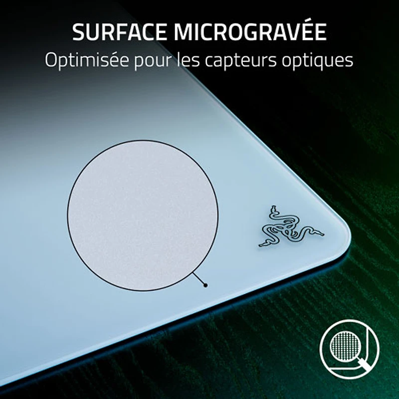 Tapis de souris de jeu en verre trempé Atlas de Razer - Blanc