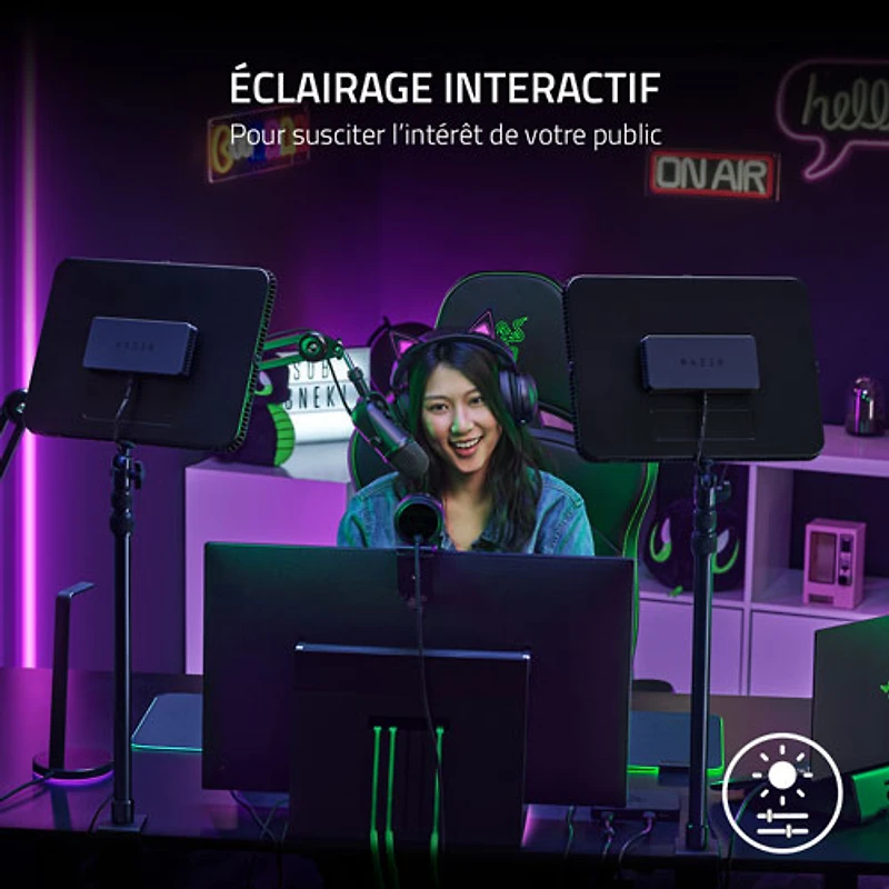 Trousse d'éclairage tout-en-un avec panneau d'éclairage Chroma de Razer pour diffusion en continu