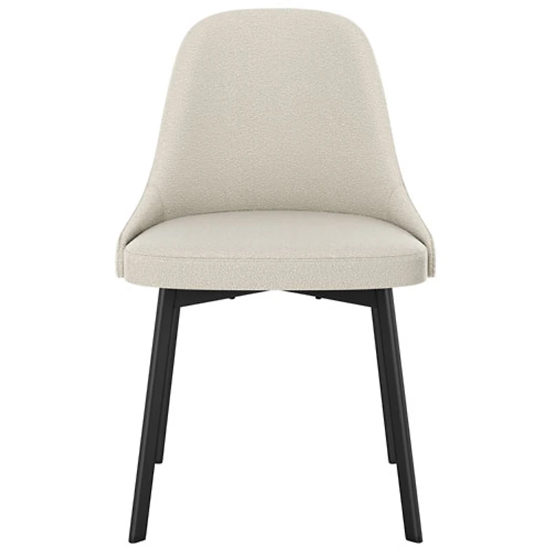 Harper Contemporary Polyester Dining Chair - Cream Bouclé/Black