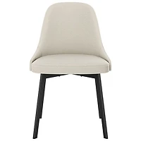 Harper Contemporary Polyester Dining Chair - Cream Bouclé/Black
