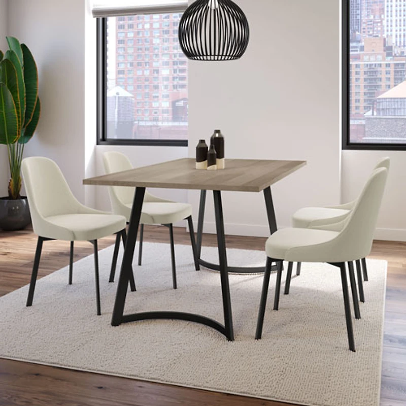 Harper Contemporary Polyester Dining Chair - Cream Bouclé/Black