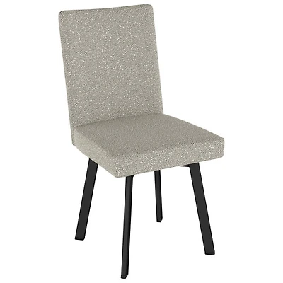 Chaise de salle à manger contemporaine en polyester Elmira - Tissu bouclé gris beige/Noir